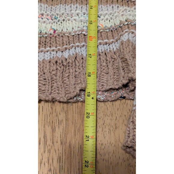 Free People Sunset Sand Combo Crop Pullover Sweater Long Sleeve V-Neck Sz S - Picture 4 of 6